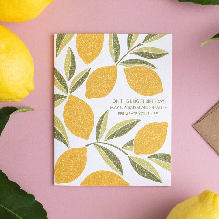 Quiet Lines Design - Wholesale Birthday Card - Optimistic Lemons-Birthday Greeting Card1
