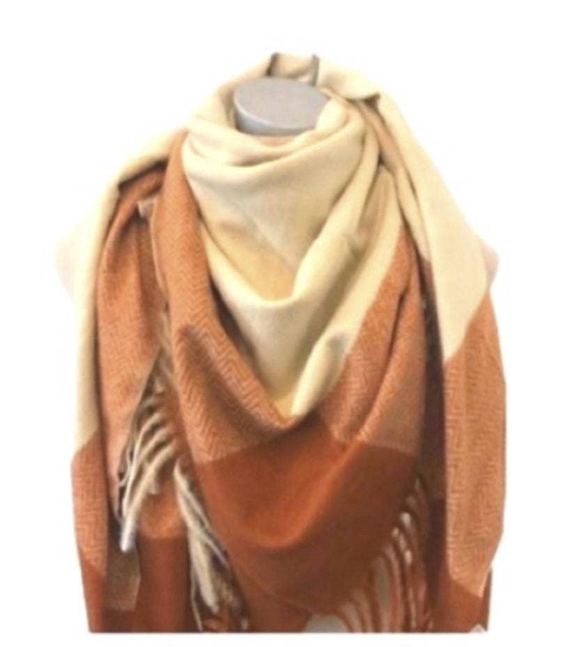 LINETA - Wholesale Scarf - Women's - HG-34 Large square scarf with long fringes2