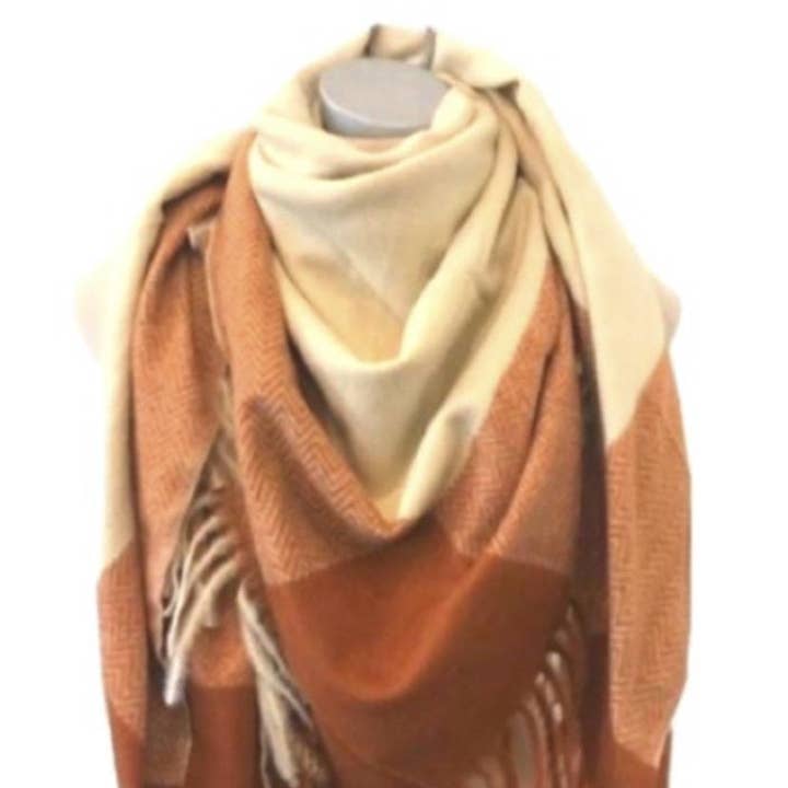 LINETA - Wholesale Scarf - Women's - HG-34 Large square scarf with long fringes2