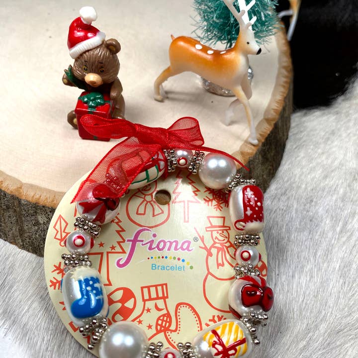 Fiona Accessories - Vente Bracelet de perles - Bracelets extensibles en verre peint de Noël, 36 pièces8