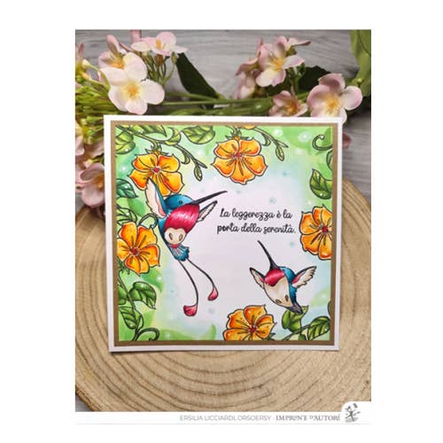 Impronte D'Autore - Wholesale Rubber/Decorative Stamp - Clear polymer stamps Hummingbird ENG2