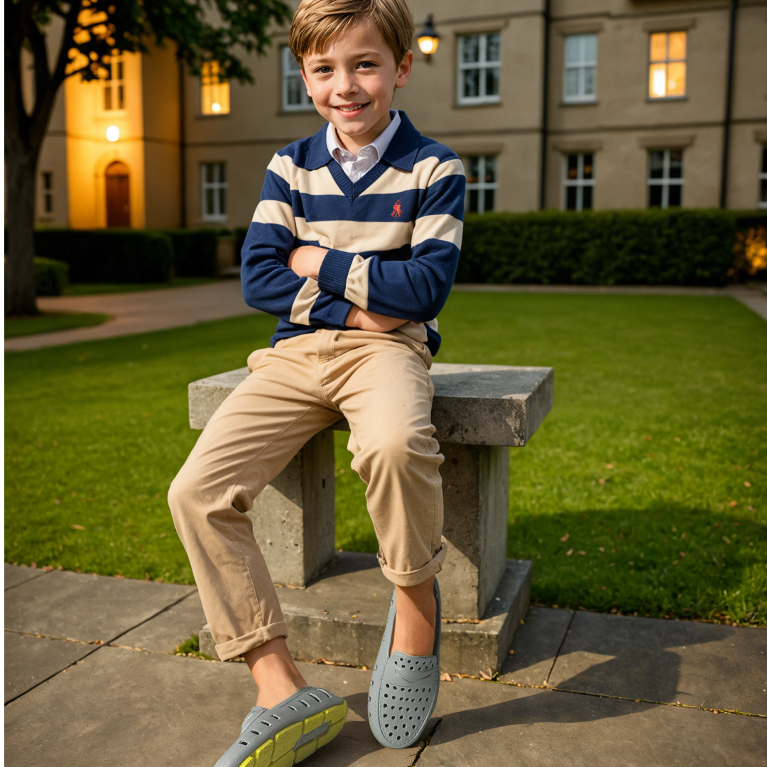 Floafers - Vente Chaussures décontractées – enfant - PRODIGY DRIVER - Gris brume du port / Citron tonic - Chaussures enfants1