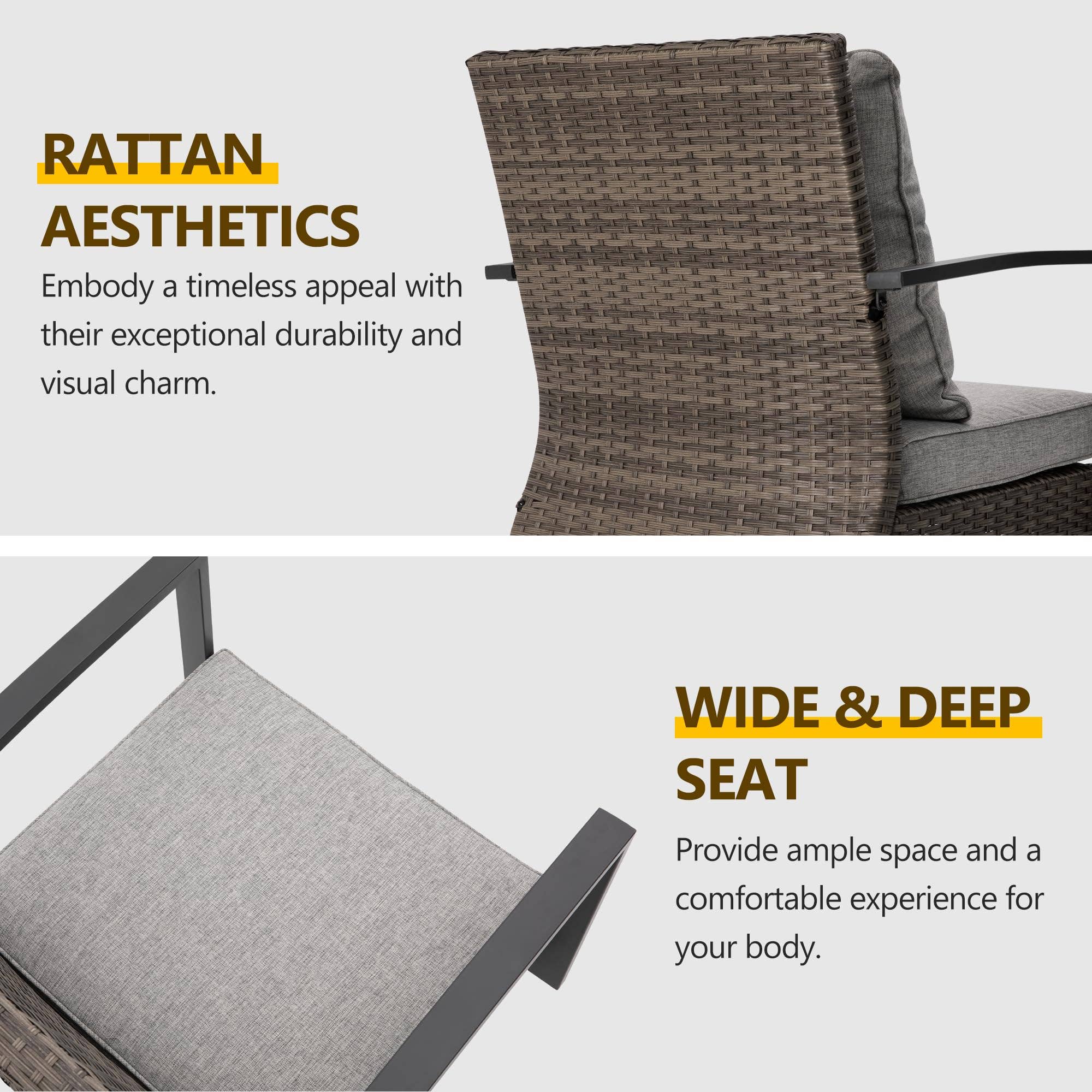 Heynemo - Wholesale Patio Set - 7PCS Rattan Patio Conversation Set with Swivel Chair3