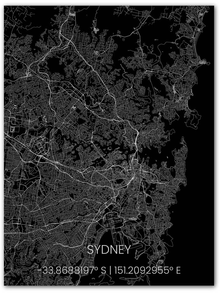 Metal citymap Sydney for wholesale by Brandthout.