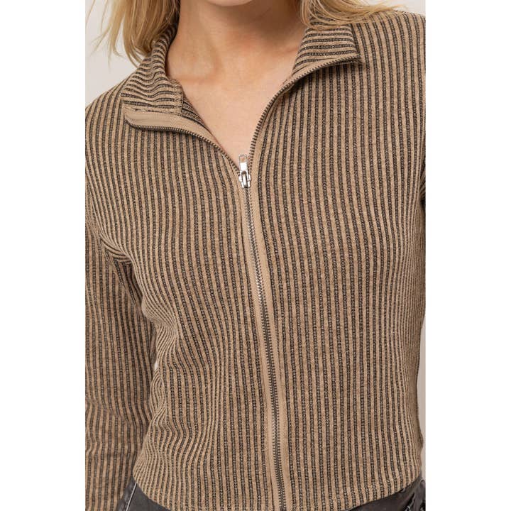 HYFVE - Wholesale Shirt - Women's - Striped Zip-Up Knit Top19