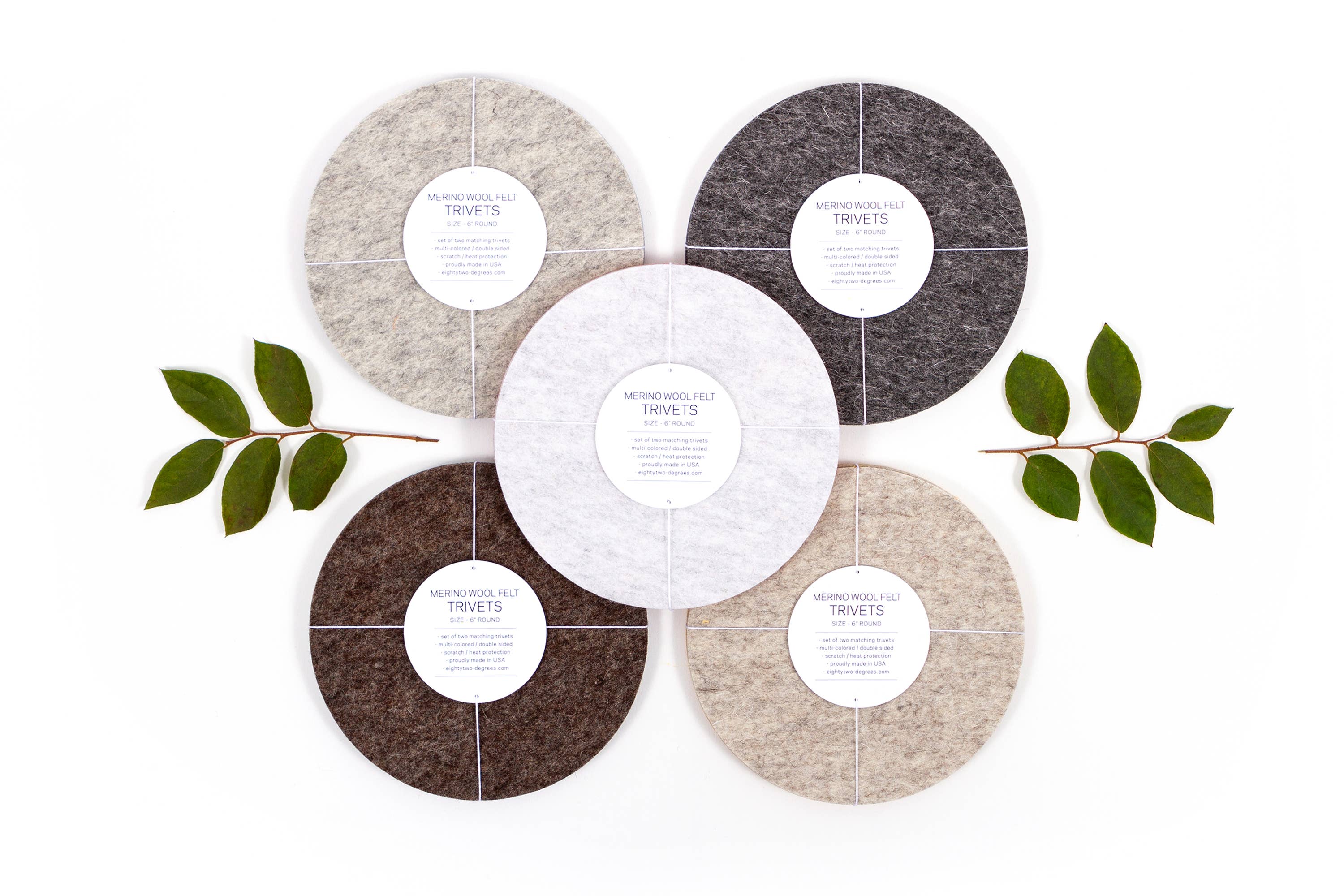 Studio 82° - Wholesale Trivet - Multi Colored Trivet 6" - Merino Wool Felt - Set of 210