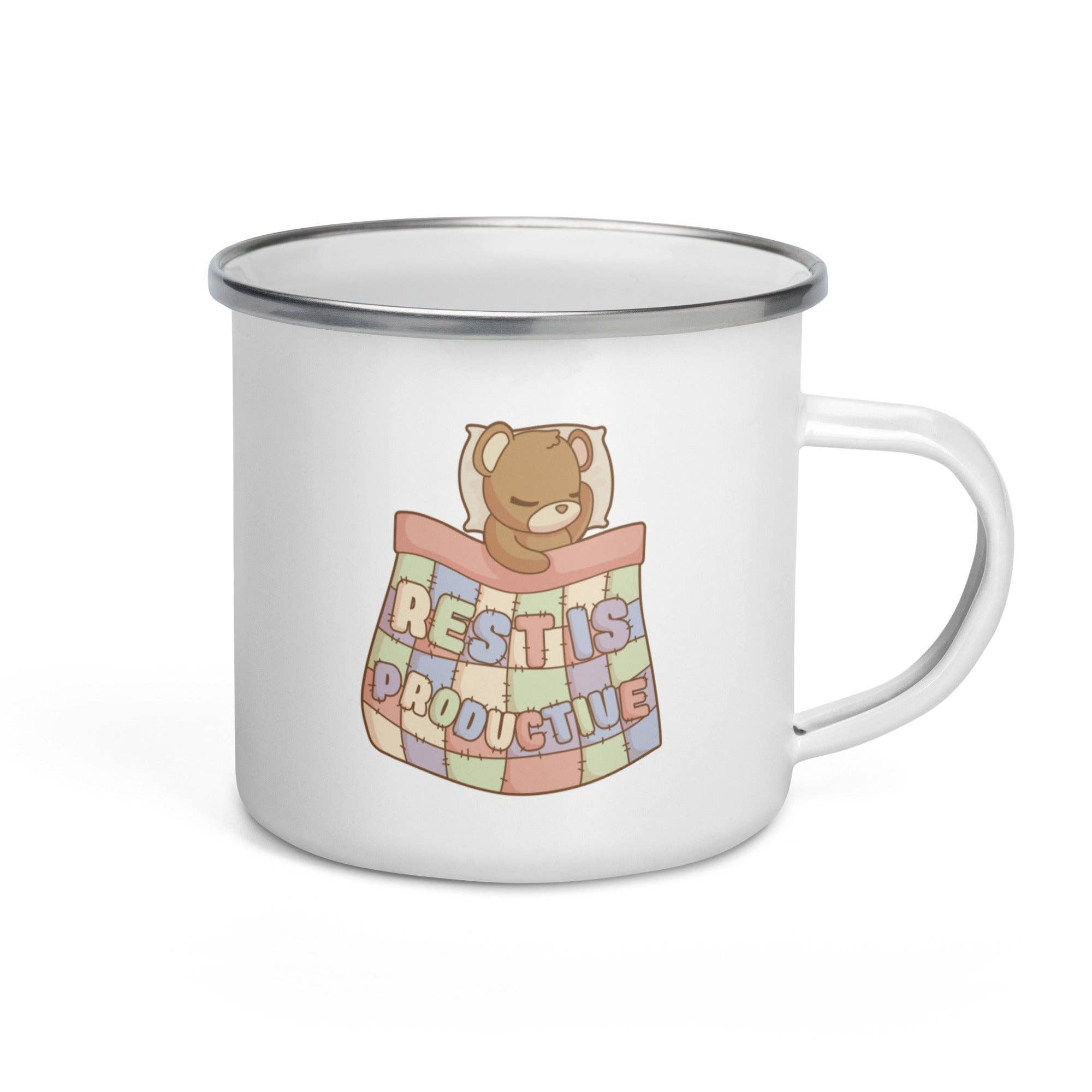 Miss Elaneous Art - Wholesale Coffee Mug - Rest Is Productive Enamel Mug1