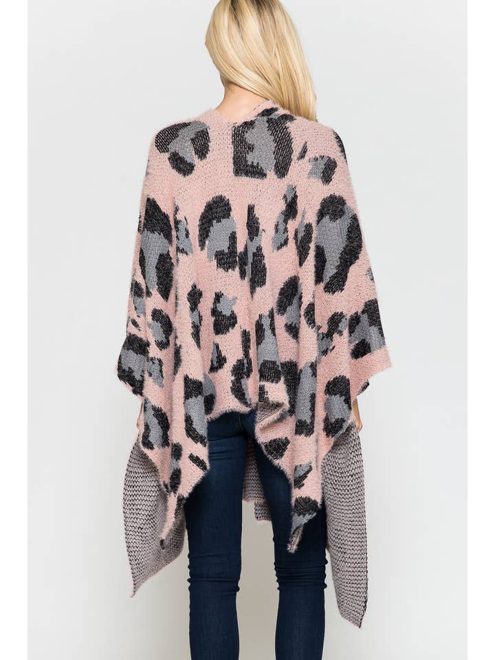 Blush Chloe's Leo || Eyelash Detailed Leopard Print Kimono for wholesale on Faire6