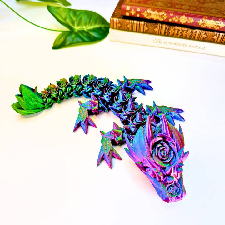 12IN Baby Rose Dragon Fidget Toy Decor, 3D Printed for wholesale by Dragon Fidgets