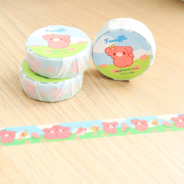 Highland Cow Washi Tape for wholesale by Fuwuffle