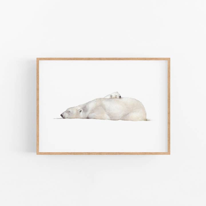 Polar Bear Mother Fine Art Giclee Print for wholesale by Shiso Paper
