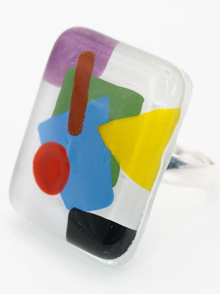 Farverig Pop Geometrisk Ring for engroshandel hos ARTGLASSY