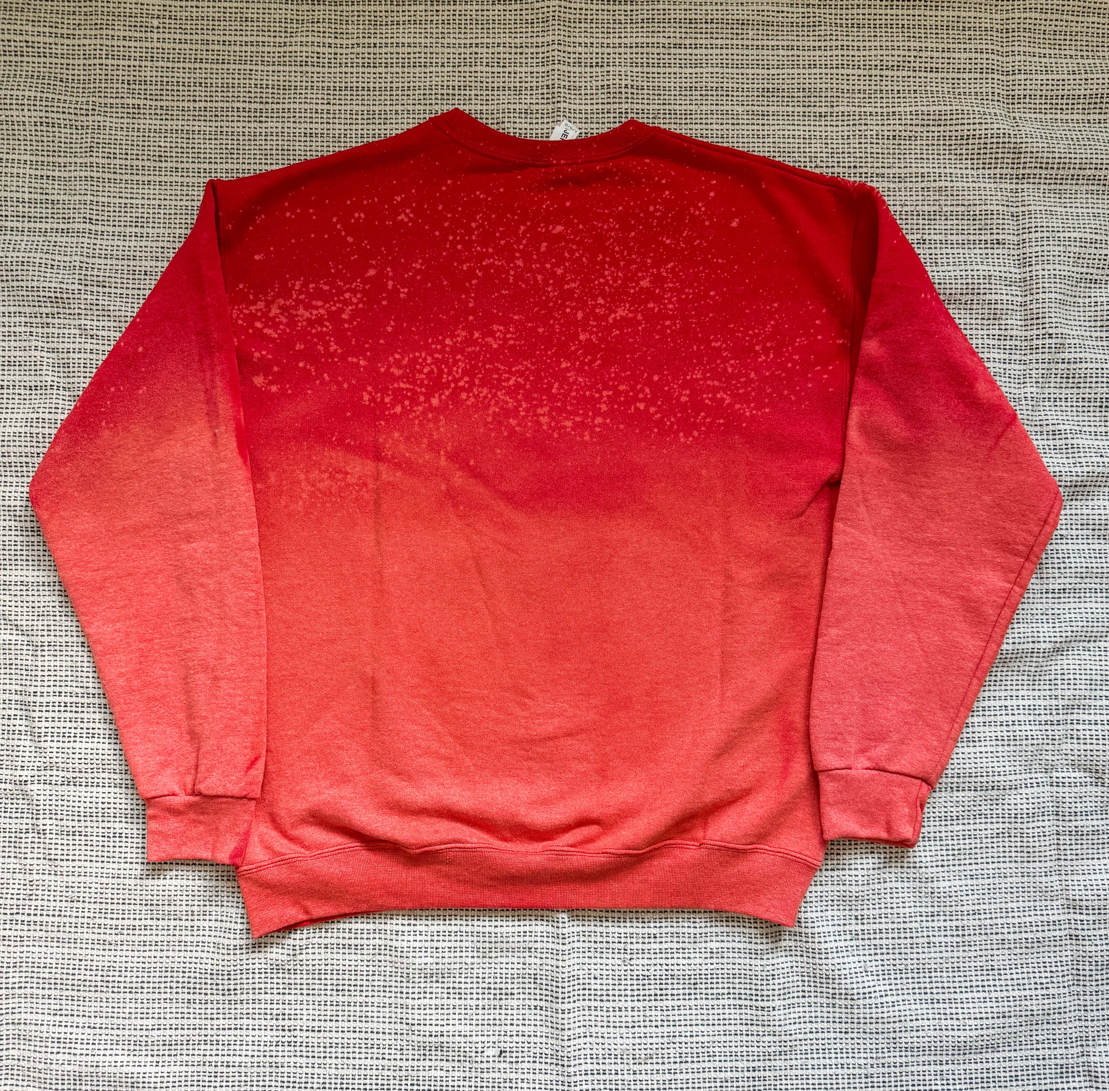 Salty Ocean Crew - Wholesale Sweatshirt - Women's - Red Reverse Ombre Tie Dye Bleached Sweatshirt 2