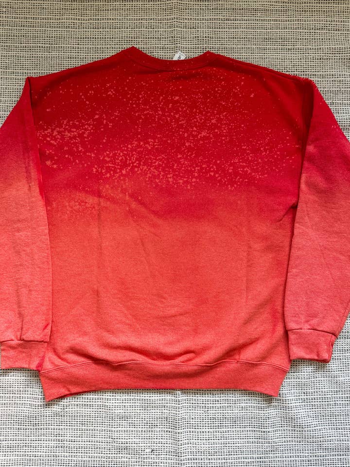 Salty Ocean Crew - Wholesale Sweatshirt - Women's - Red Reverse Ombre Tie Dye Bleached Sweatshirt 2