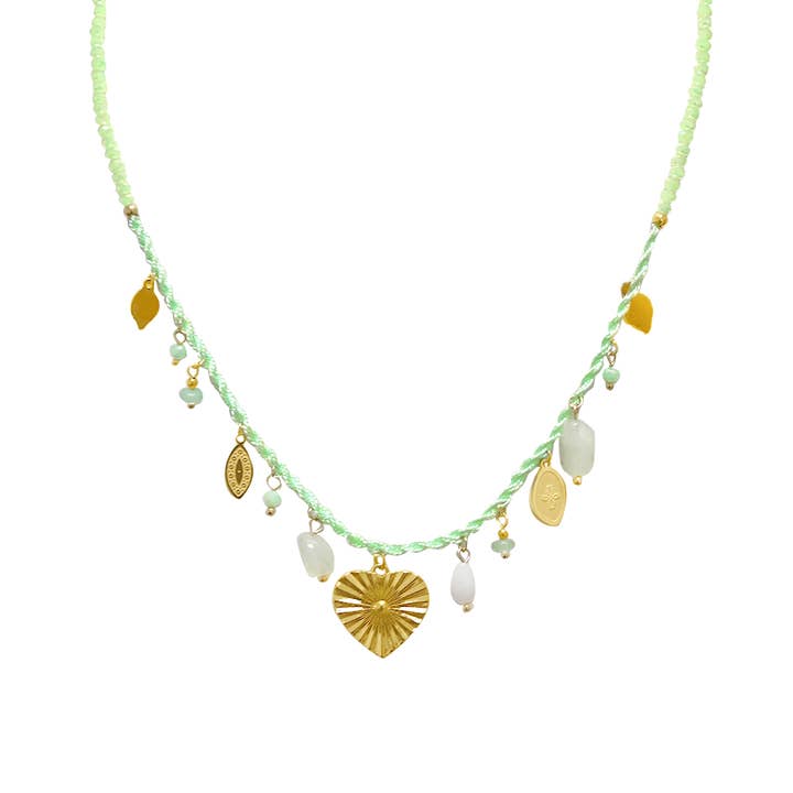 AMORINO SRL - Wholesale Beaded/Pearl Necklace - CRYSTAL NECKLACE WITH HEART CHARMS - NK21124144E973