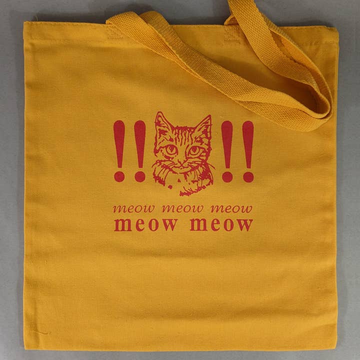 Rx Letterpress – Großhandel Tragetasche – Unisex – Meow Meow Meow | Geschenk für Katzenliebhaber | Absurd Kitty Tragetasche aus Leinen
