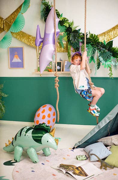 Ellie's Party Supply - Wholesale Balloon - Purple & Gold Pterodactyl Foil Balloon - Dinosaur Party Centerpiece | 45x20.5 Inches5