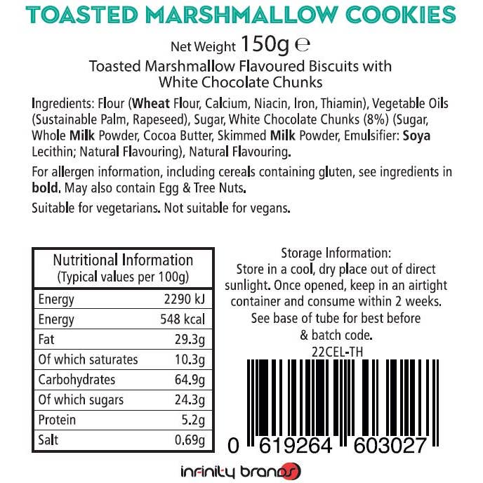 Infinity Brands - Wholesale Biscuit - Thank You 150g Toasted Marshmallow Cookies Gift Tube2