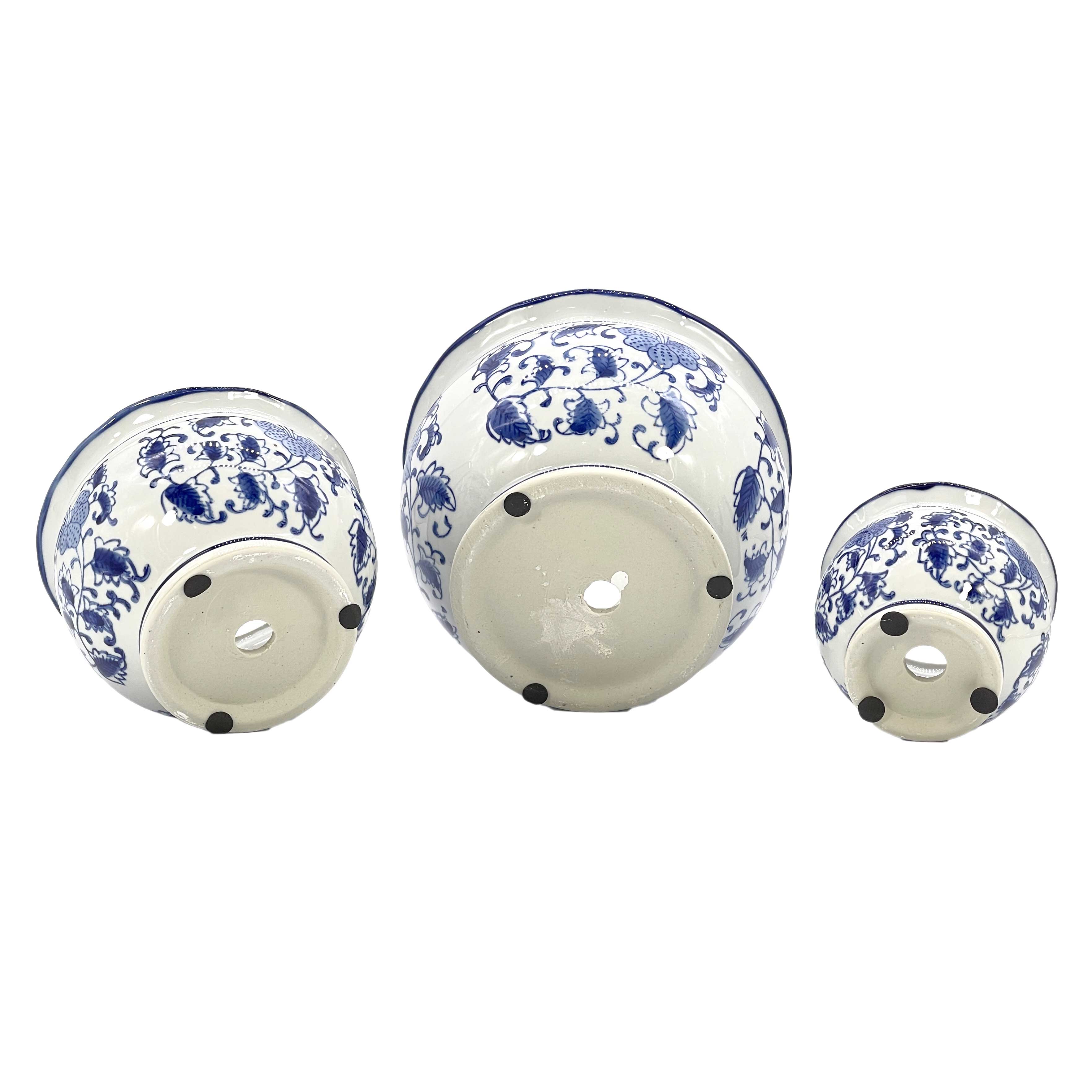 Galt International Company – Vaso de plantas por atacado – Conjunto de 3 - 
Conjunto de vasos de cerâmica Chinoiserie de 4,5"/6"/8"15