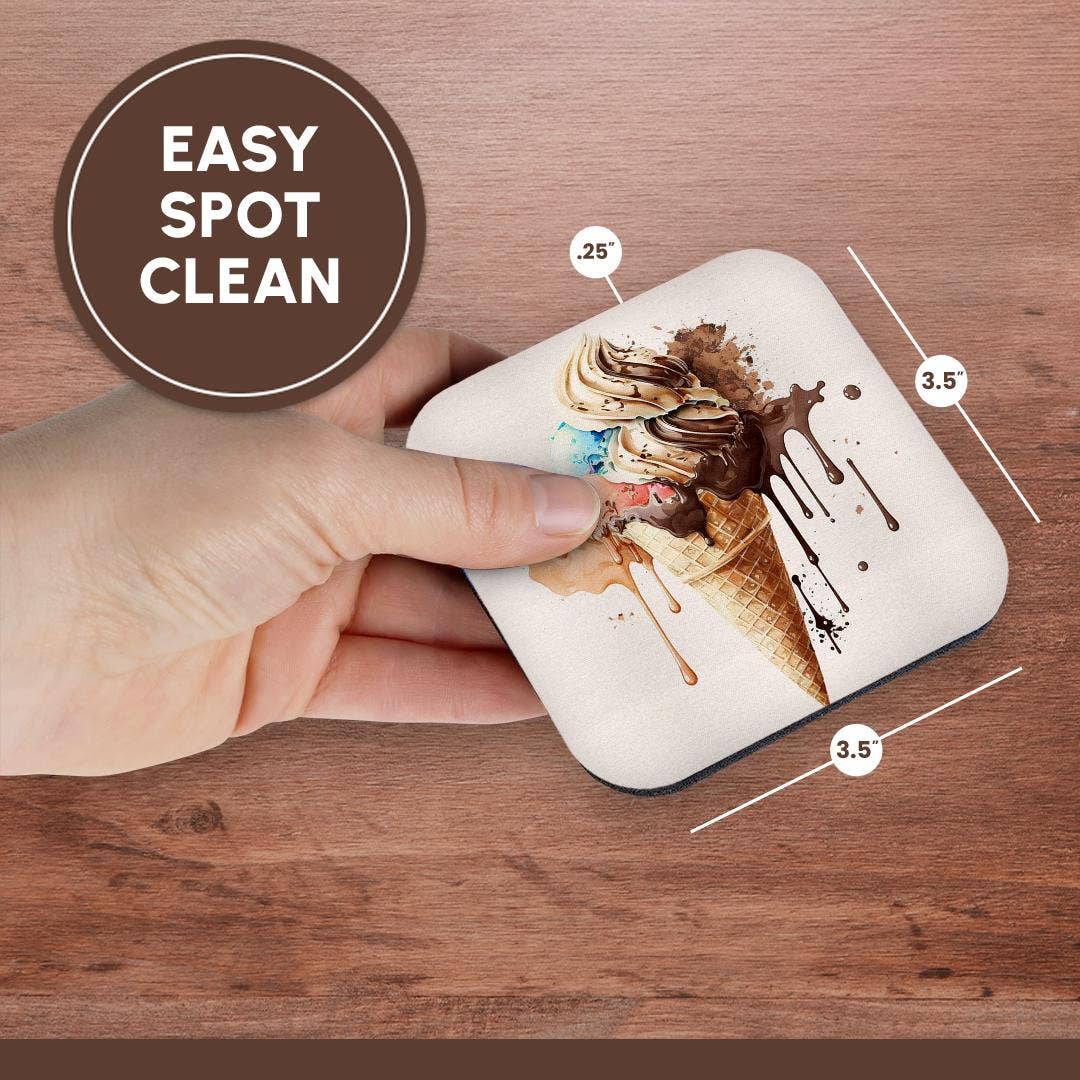 3dRose - Wholesale Coasters - 3dRose, Ice Cream Cone Of Ice Cream Illustration, Coaster13