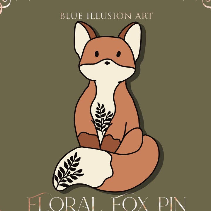 Floral Fox | Emaljpin för wholesale av Blue Illusion Art