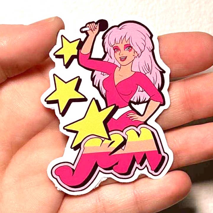 Jem - Autocolante/Íman Retro de Desenho Animado por atacado de Oily Graphic Creations