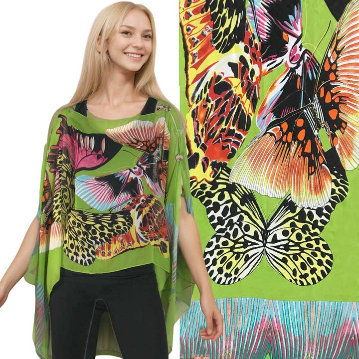 The Magic Scarf Company - Vendita all'ingrosso Poncho - Donna - Poncho/Cappa setosa con sei bottoni20