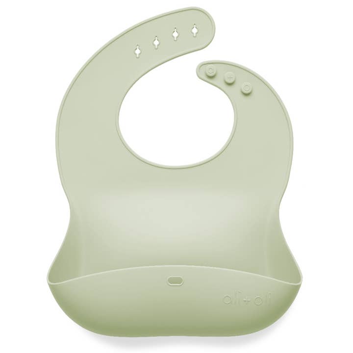 Ali+Oli - Wholesale Bib - Baby - Silicone Baby Bib Roll Up & Stay Closed (Light Sage)1