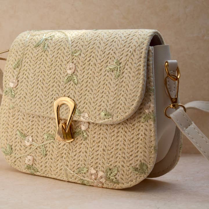 the cute cloud – Großhandel Umhängetasche - Damen – Umhängetasche Blumen mit goldenen Details Handtasche im preppy Stil