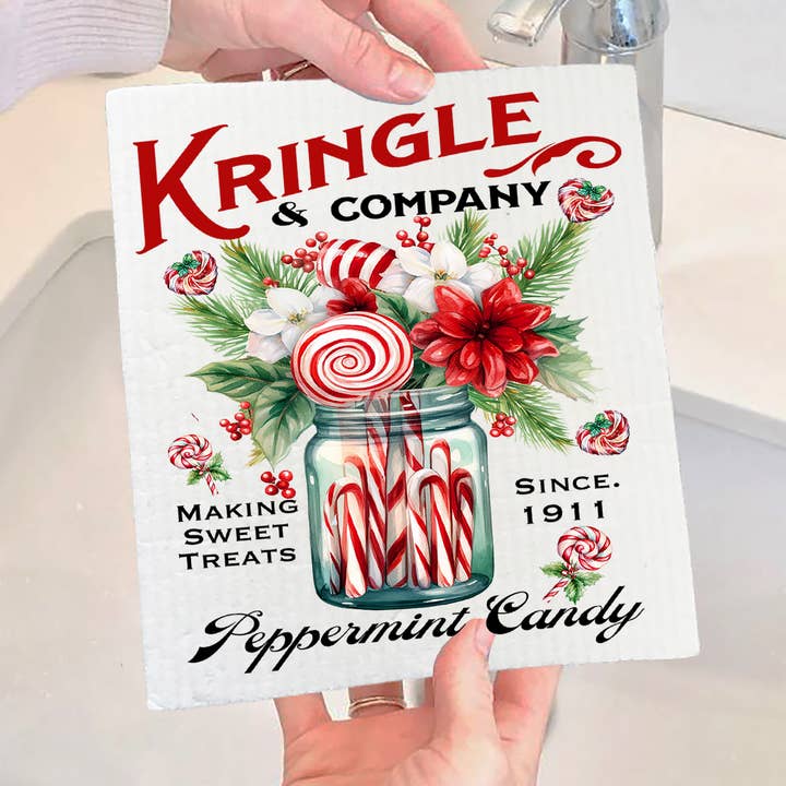 Avery Lane Gifts - Wholesale Dishcloth - Christmas Kringle Peppermint Candy Swedish Dishcloth