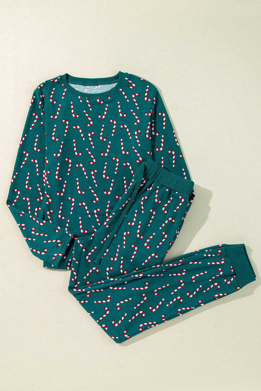 Green Christmas Candy Cane Top and Pants Lounge Set for wholesale on Faire4