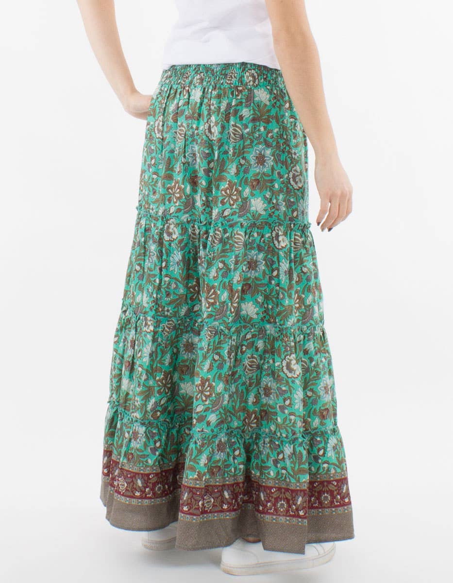 Coline - Vendita all'ingrosso Gonna - Donna - Gonna lunga in cotone con stampa Bagdad per donna - JU168564