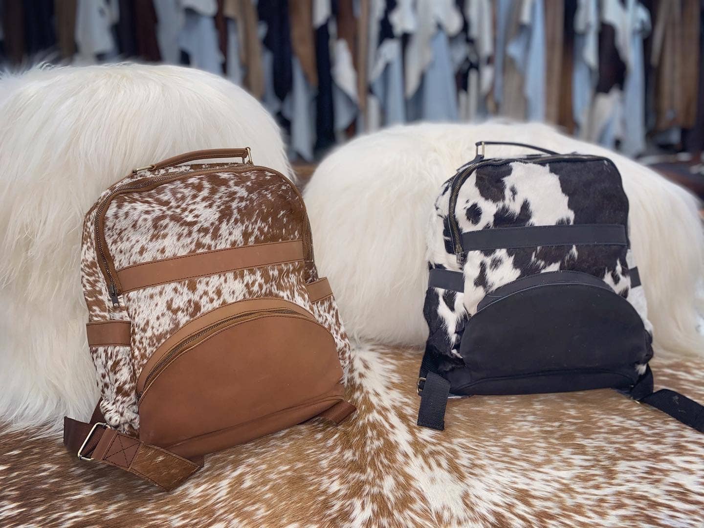 hair on hide backpack