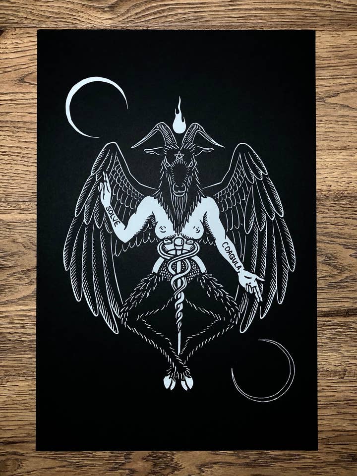 Baphomet screen print for wholesale by Leviathan Artworks