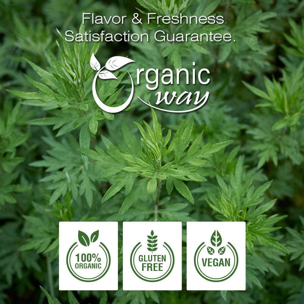 Organic Way LLC - Vente Herbes aromatiques - Herbe d'Armoise Feuilles Coupées & Tamissées (Artemisia Vulgaris) Thé aux Herbes | Casher & Certifié USDA | Végétalien, Non-OGM & Sans Gluten | Brut d'Albanie2