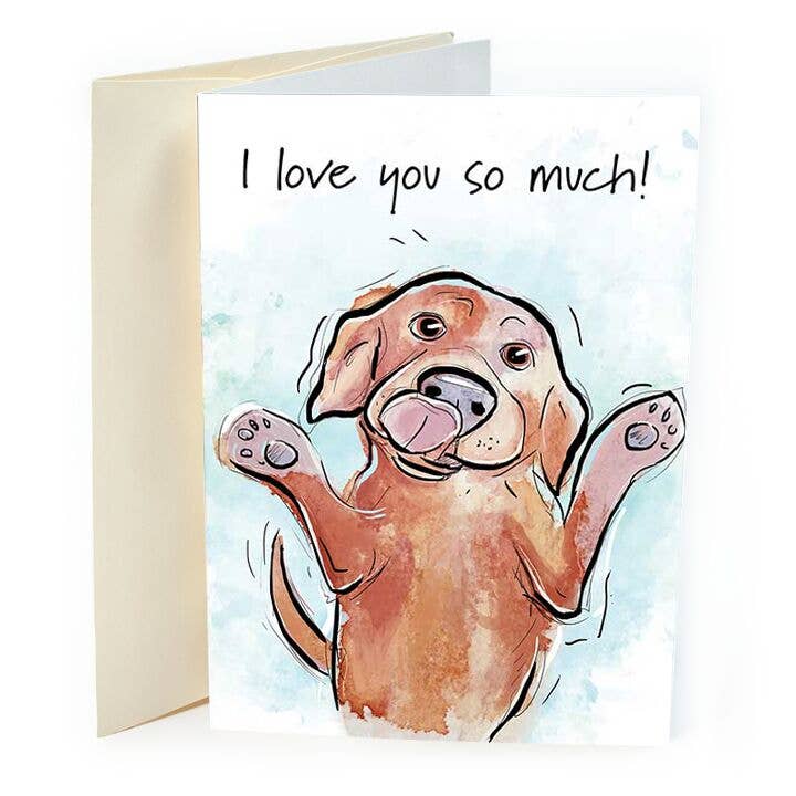 ¡Te amo tanto! Tarjeta de amor de perro para venta al por mayor de St Thomas Greetings