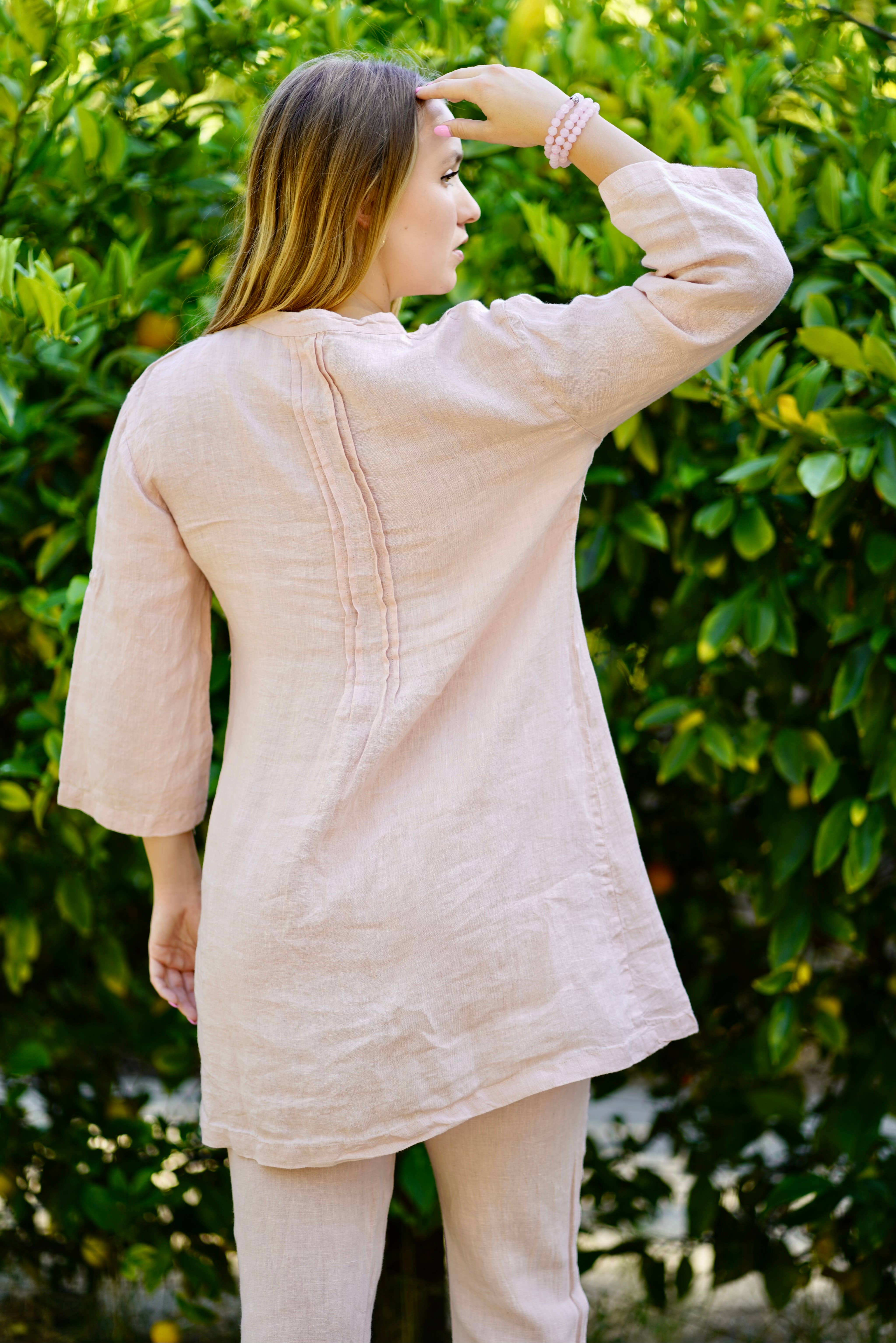 Bianca Linen Tunic Blush for wholesale on Faire4