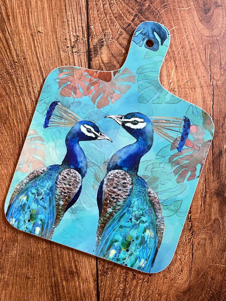 Small Peacock Chopping Board for wholesale by Dollyhotdogs