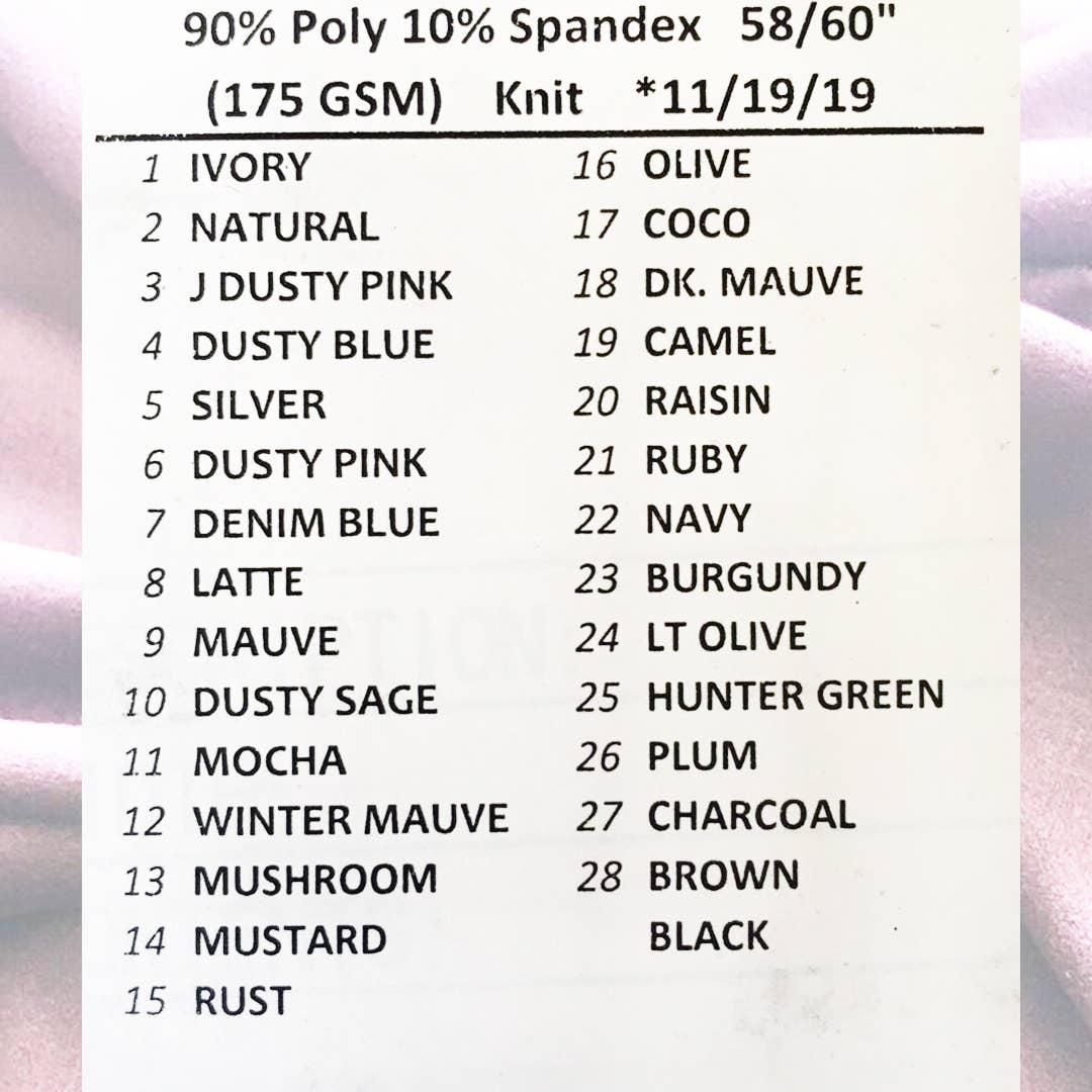 WeBaG N WeCoveR - Wholesale Fabric - MICRO SUEDE STRETCH FABRIC FOR CLOTHING 29 Colors Available31