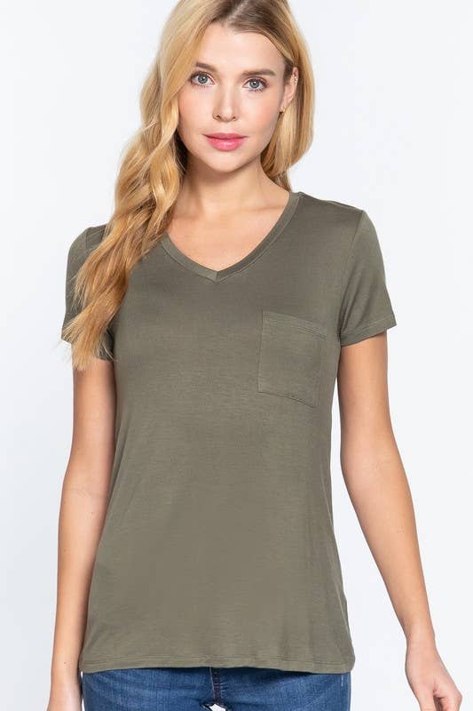 Active Basic | Active USA – Großhandel T-Shirt – Damen – Kurzärmliges Top mit V-Ausschnitt und Tasche21