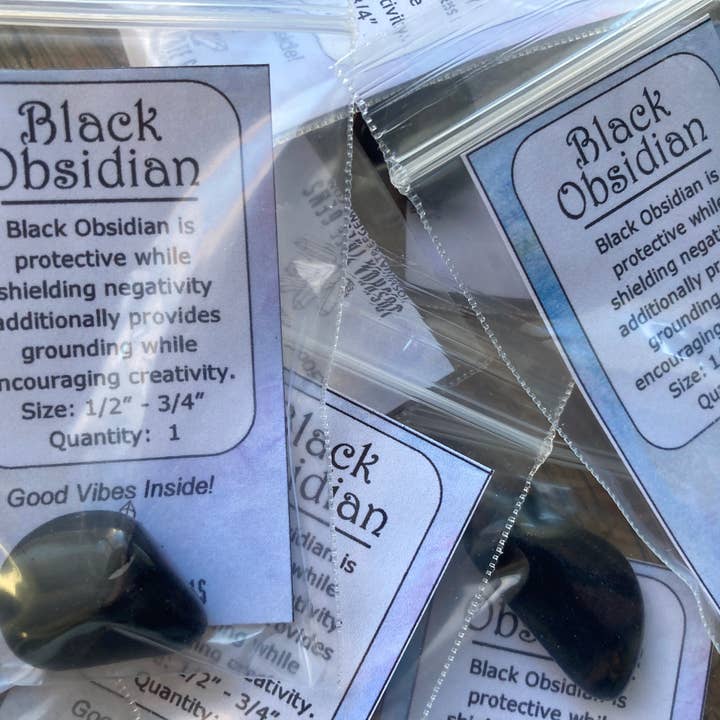 Joshua Tree Gems - Wholesale Spiritual stone/crystal - Black Obsidian Tumbled With Metaphysical Property Card2