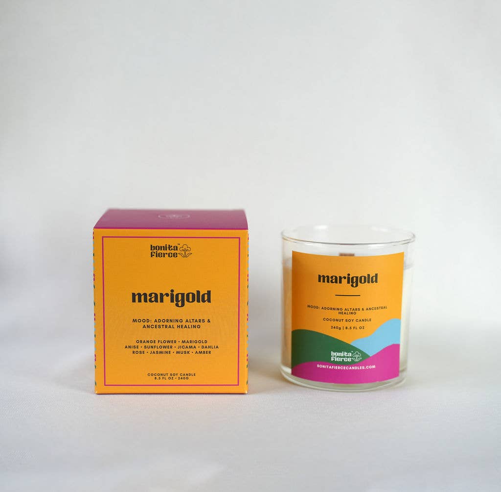 Bonita Fierce Candles - Wholesale Jar/Filled Candle - Marigold Candle | Dia De Los Muertos Candle1