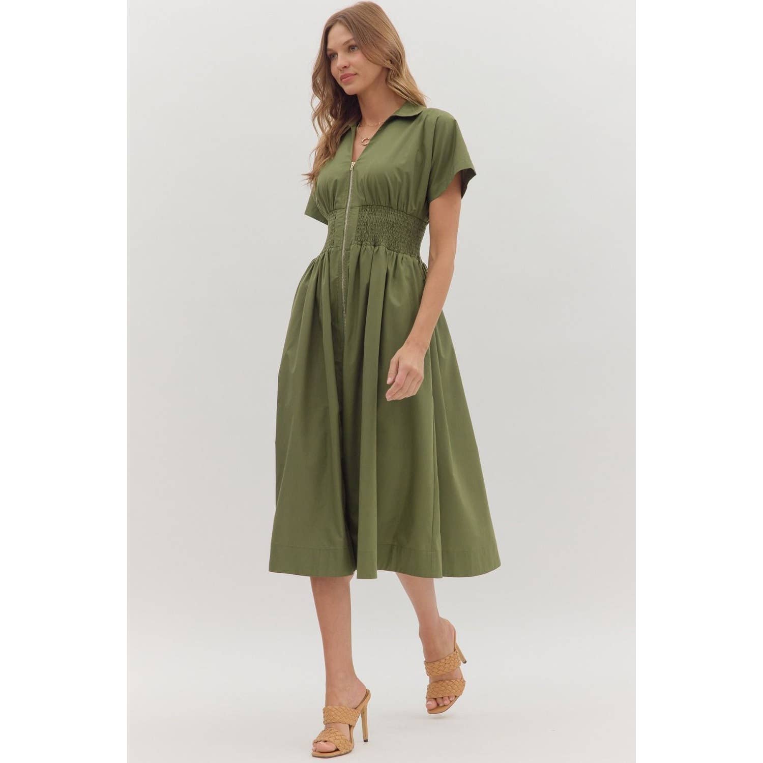 STYLE USA - Wholesale Dress - Women's - Solid short sleeve midi dress 11