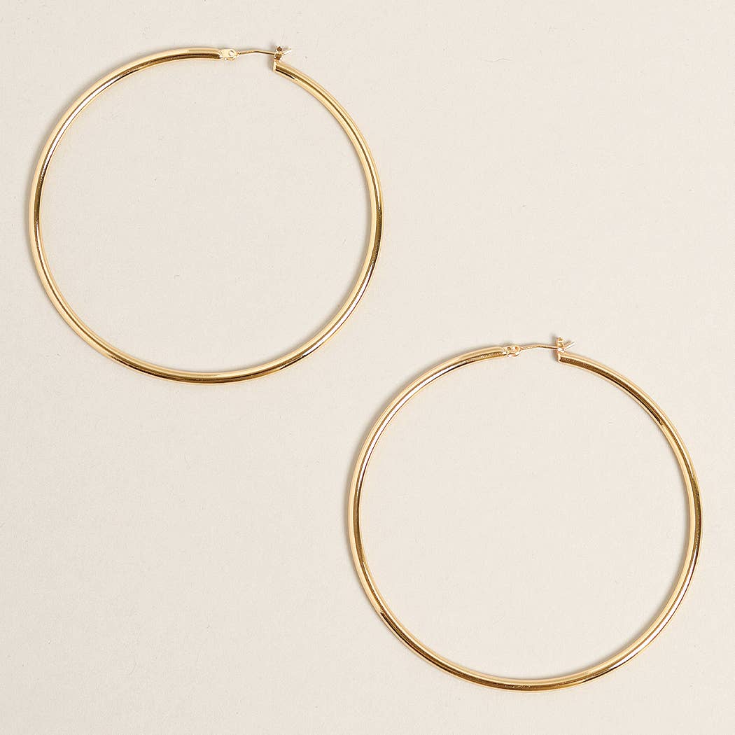 Fashion City - Vendita all'ingrosso Orecchini a cerchio - Orecchini a Cerchio con chiusura a perno immerso in oro L-14 carati9