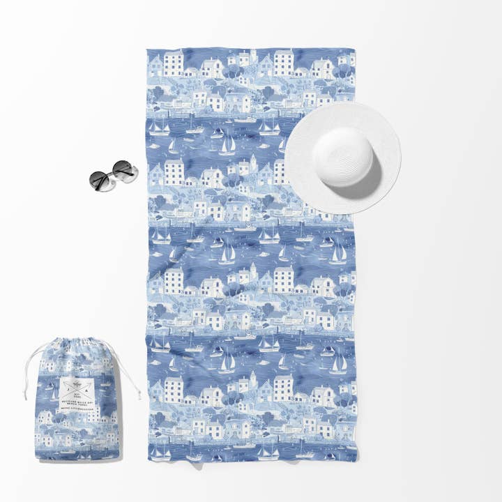 Asciugamano da spiaggia a doppia faccia Coastal Charm in tessuto waffle per la vendita all'ingrosso da parte di June Apothicarie