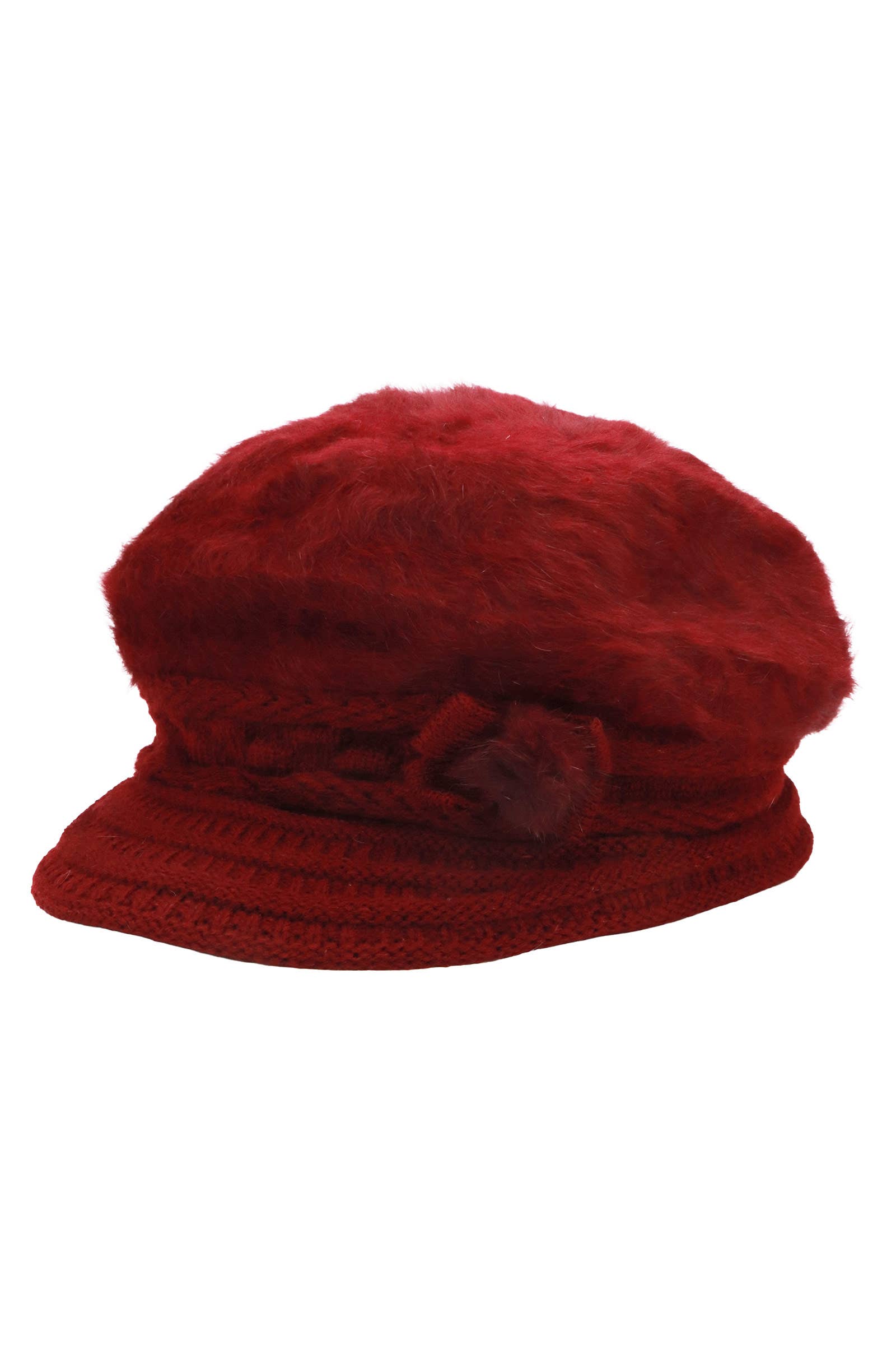 ASSORTED Vegan Angora Fur Flower Knitted Fiddler Cap for wholesale on Faire11