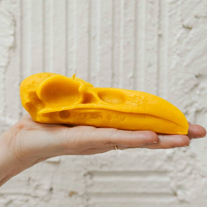 Raven - Skull Beeswax Candle for wholesale by Slow Burn