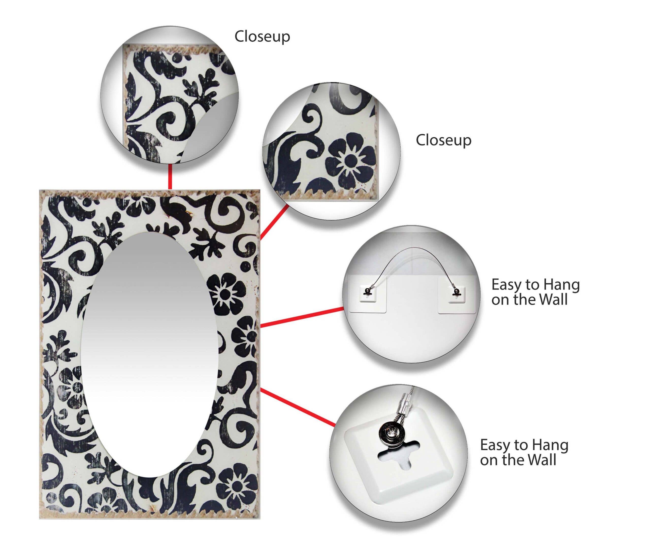 Infinity Instruments - Wholesale Wall Mirror - Francophile Rectangle Black and White Décor Mirror 23.5 Inch2