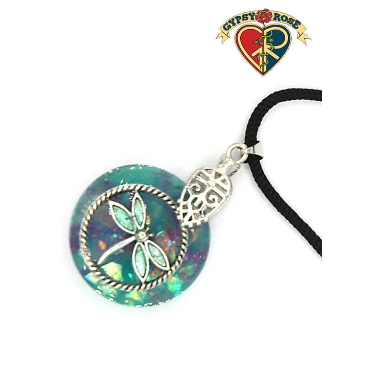 Gypsy Rose – wholesale Pendant/charm necklace – Dragonfly In Circle Pendant On Poly Necklace0