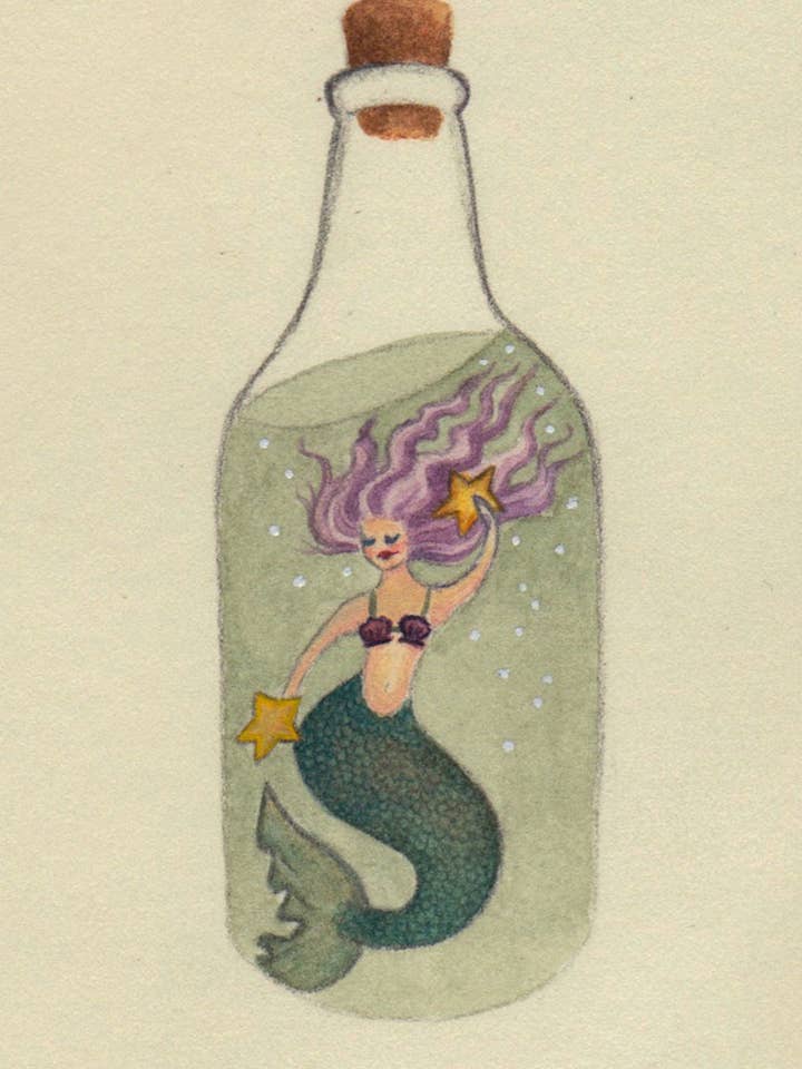 Affiche Fine Art La Sirène pour la vente par Little Bear Illustration